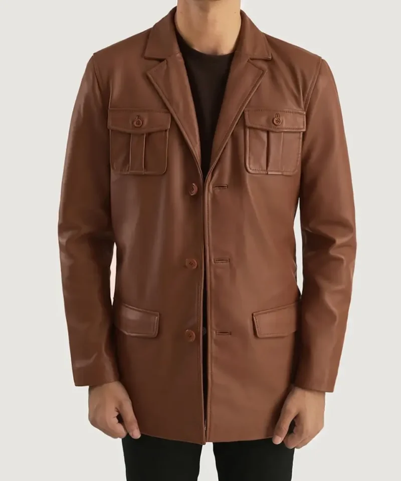 Men's Ray Cutler Brown Leather Blazer
