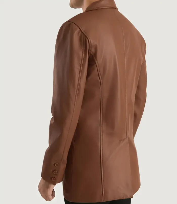 Men's Brown Ray Cutler Leather Blazer