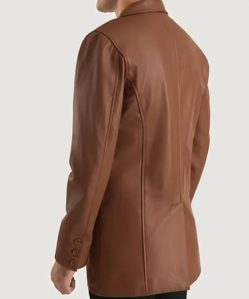 Men's Brown Ray Cutler Leather Blazer