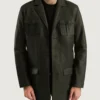 Men's Ray Cutler Green Leather Blazer