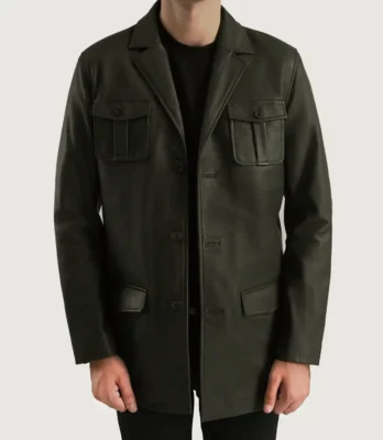 Men's Ray Cutler Green Leather Blazer