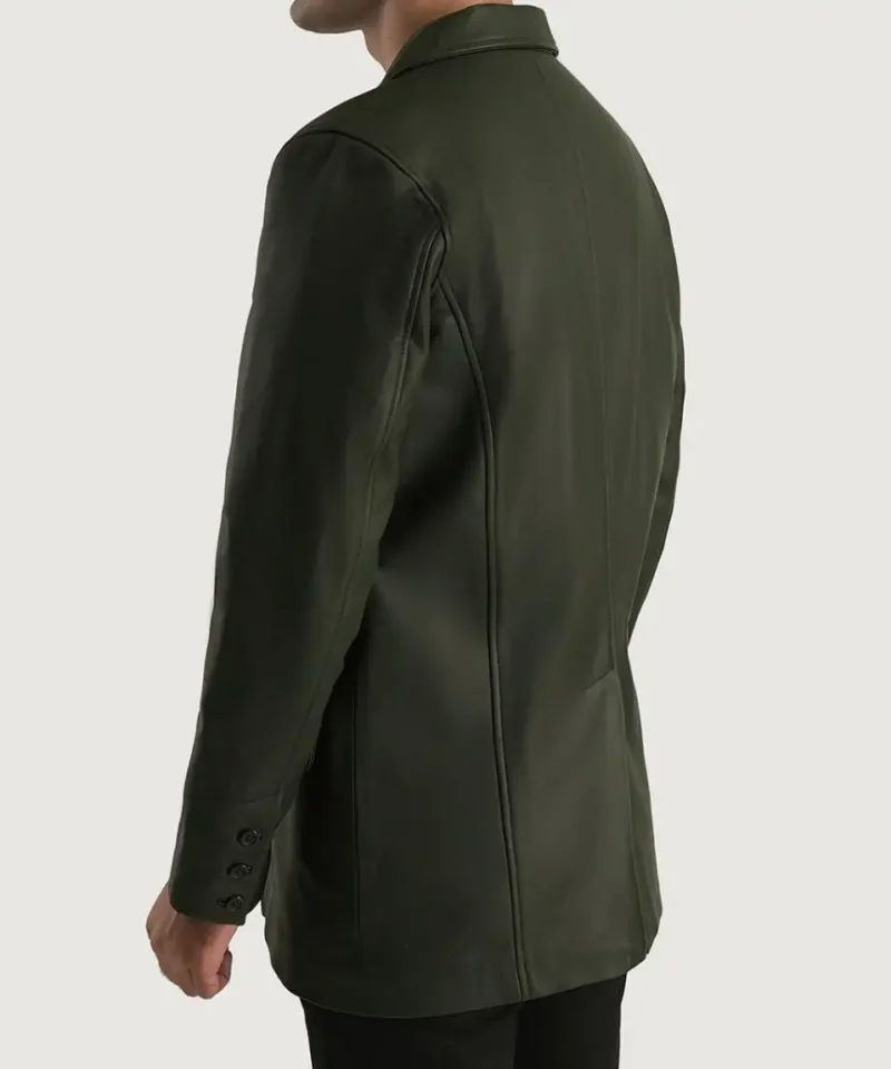 Men's Green Ray Cutler Leather Blazer