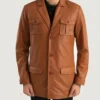 Men's Ray Cutler Tan Brown Leather Blazer