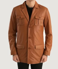 Men's Ray Cutler Tan Brown Leather Blazer