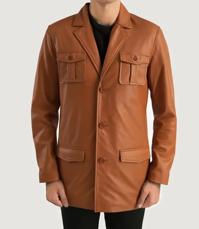 Men's Ray Cutler Tan Brown Leather Blazer