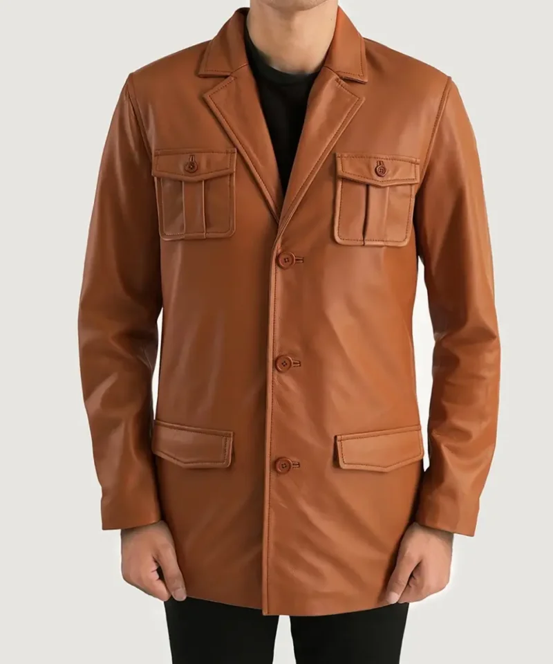Men's Ray Cutler Tan Brown Leather Blazer