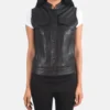 Women's Rayne Moto Black Leather Vest