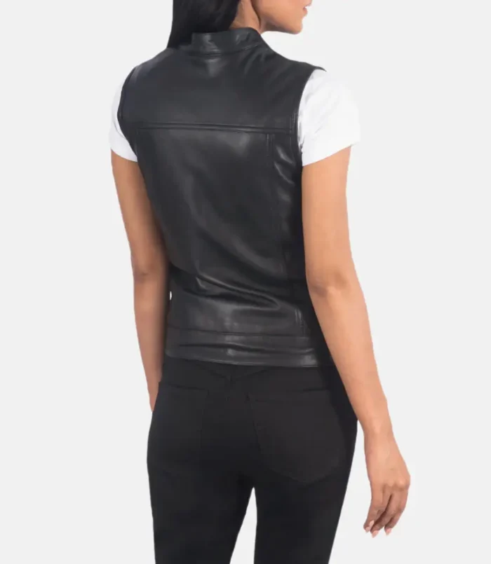 Women's Rayne Moto Black Leather Vest