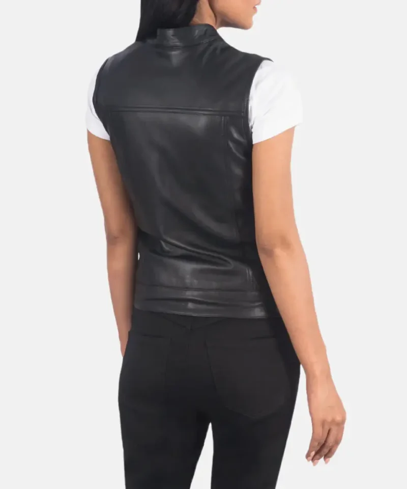 Women's Rayne Moto Black Leather Vest