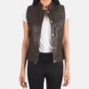Women's Rayne Moto Brown Leather Vest