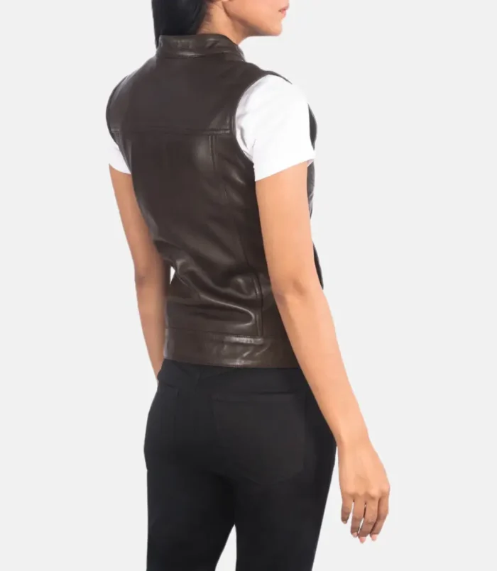 Women's Rayne Moto Brown Leather Vest