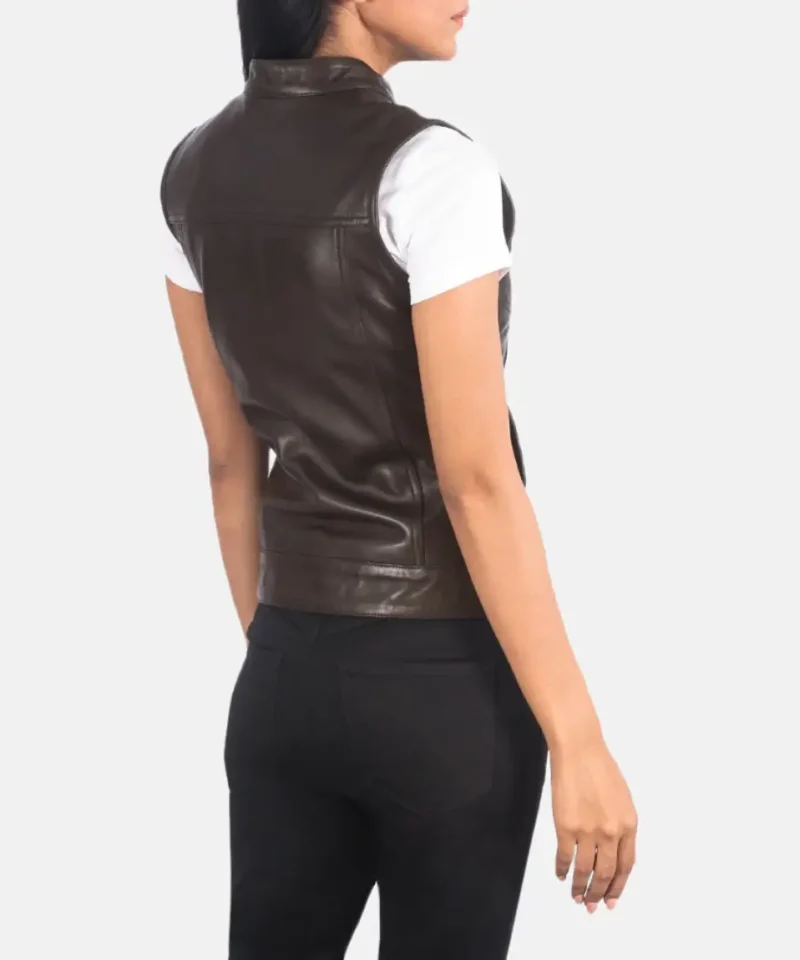 Women's Rayne Moto Brown Leather Vest