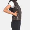 Women's Rayne Moto Brown Leather Vest
