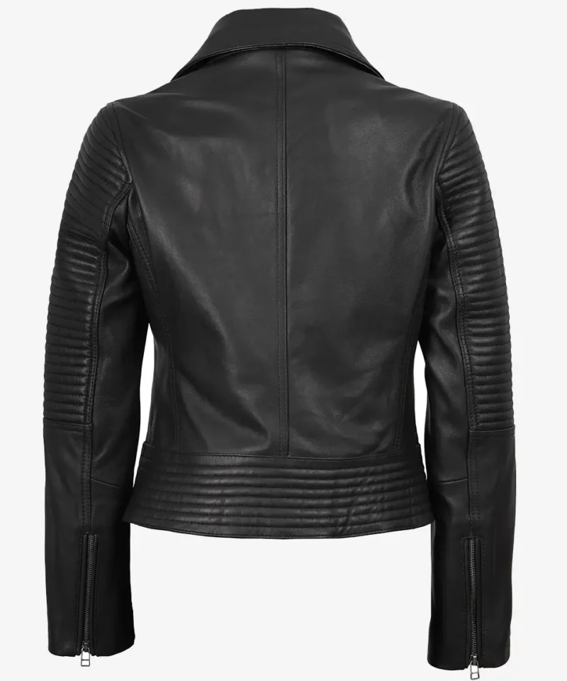 Women's Black Real Lambskin Leather Biker Style Jacket