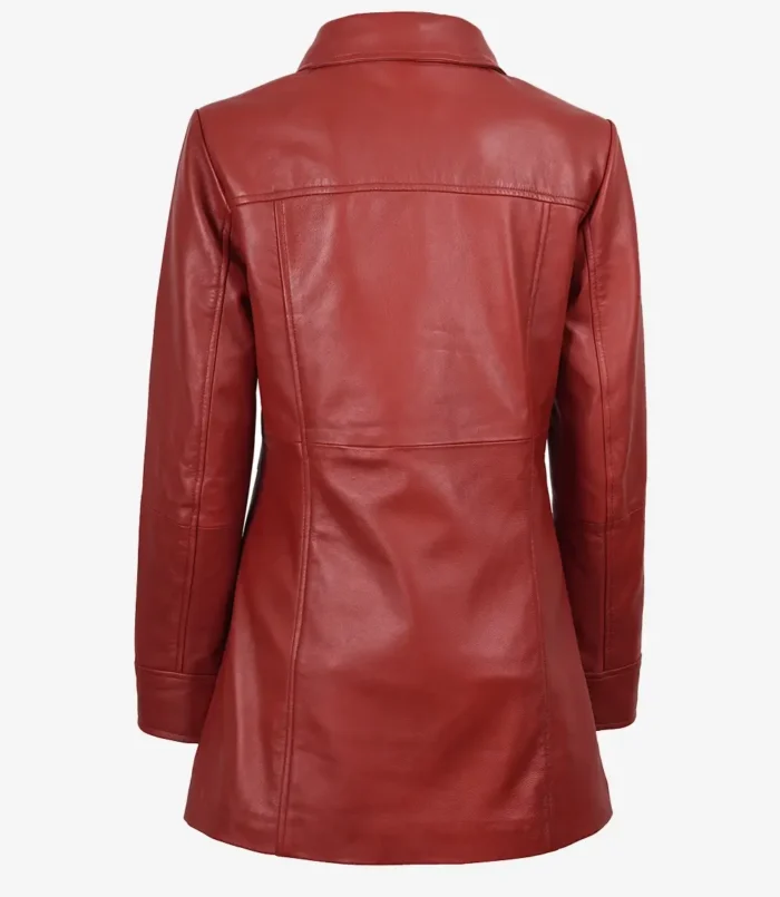 Women's Red Real Lambskin Leather Coat