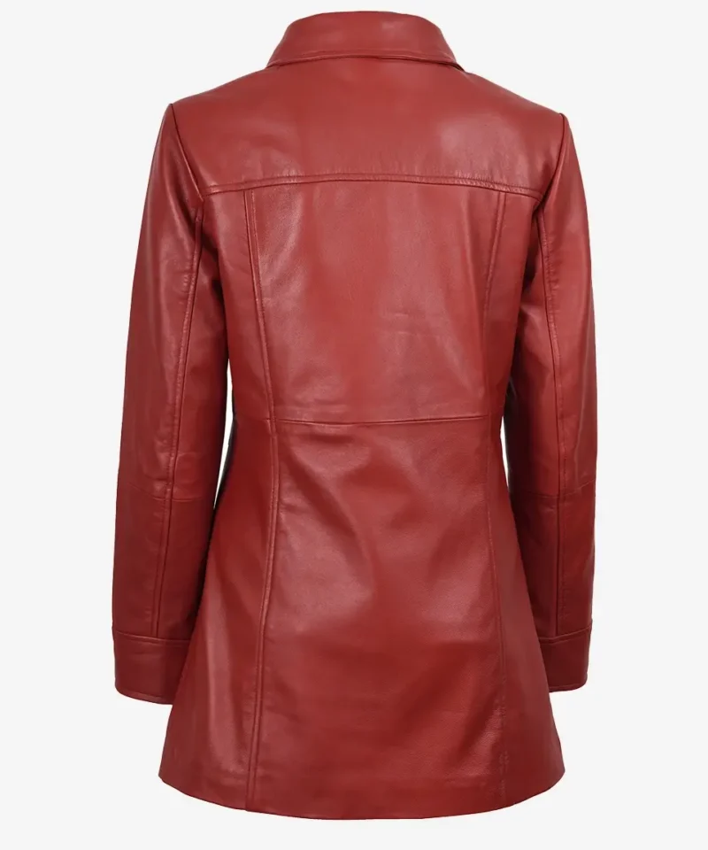 Women's Red Real Lambskin Leather Coat