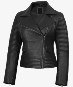 Women's Real Lambskin Leather Black Biker Style Jacket