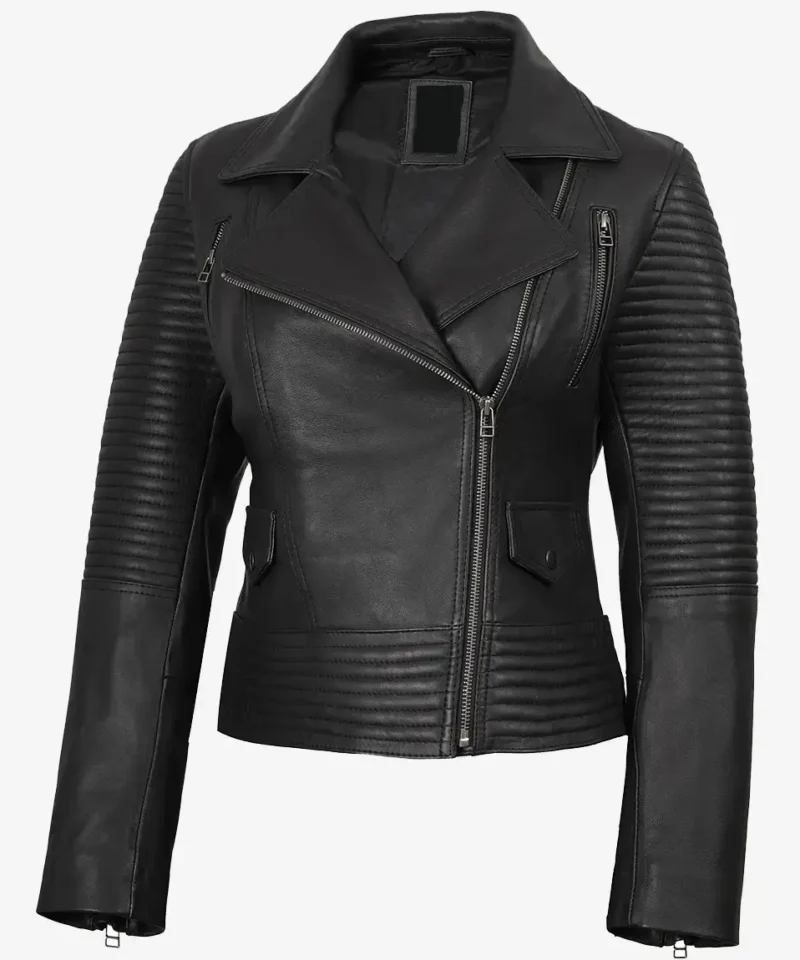 Women's Real Lambskin Leather Black Biker Style Jacket