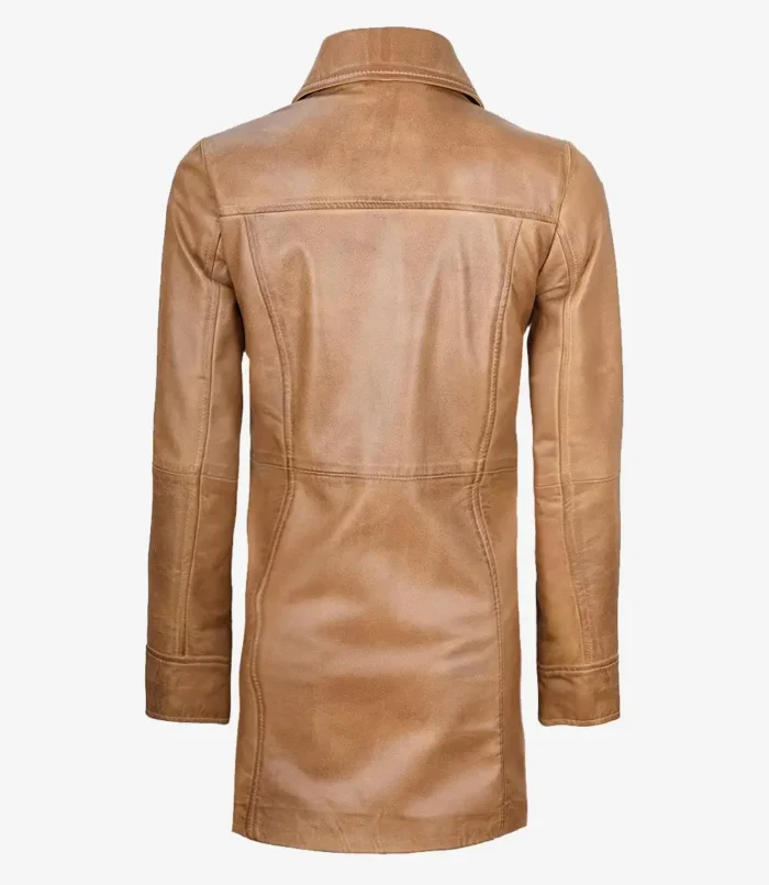 Women's Camel Brown Real Leather Coat