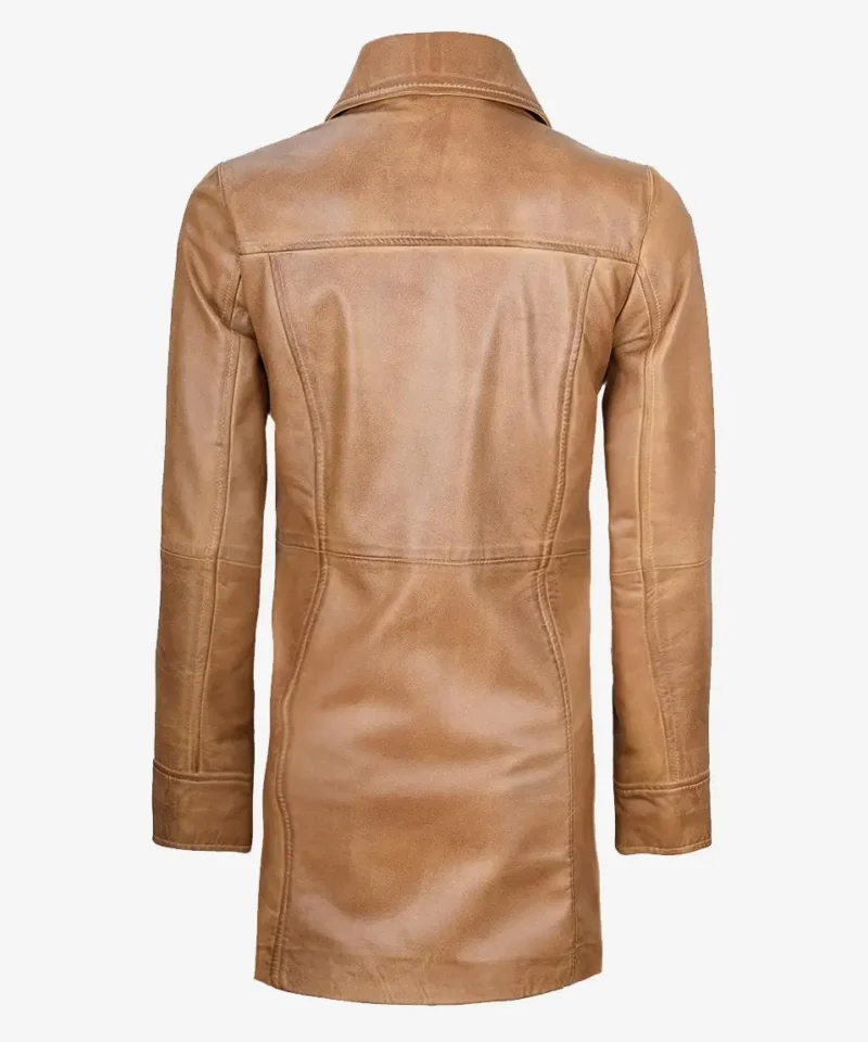 Women's Camel Brown Real Leather Coat