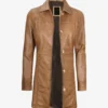 Women's Real Leather Camel Brown Coat
