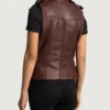 Women's Rhonda Maroon Leather Biker Vest
