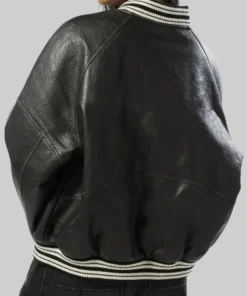 Women’s Rosa Black Leather Varsity Jacket