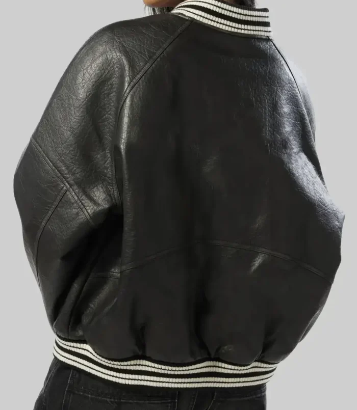 Women’s Rosa Black Leather Varsity Jacket