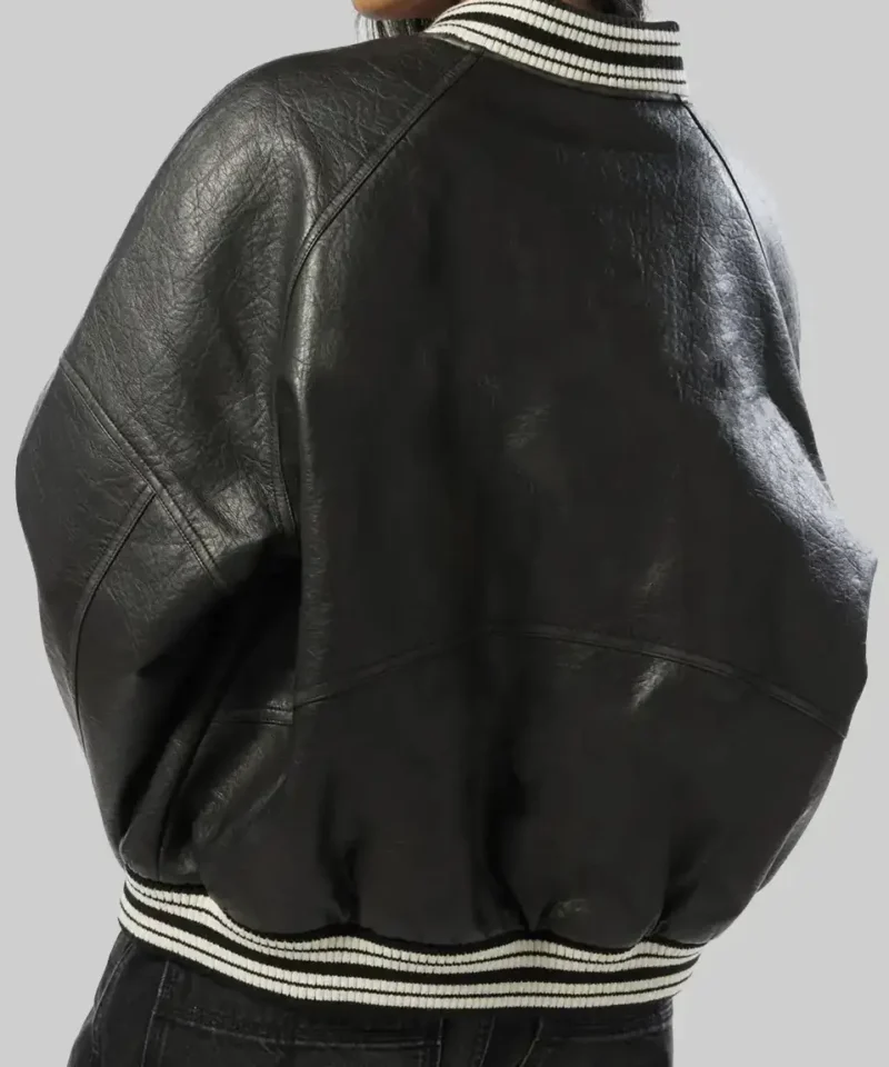 Women’s Rosa Black Leather Varsity Jacket