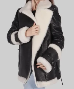 Women's Rosine Black B-3 Bomber Leather Jacket