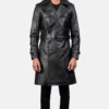 Men's Royson Black Leather Duster Coat