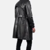 Men's Black Royson Leather Duster Coat