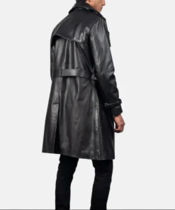 Men's Black Royson Leather Duster Coat