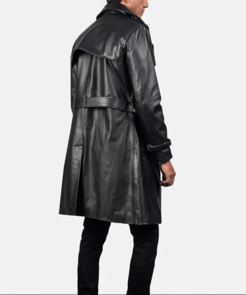 Men's Black Royson Leather Duster Coat