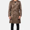 Men's Royson Brown Leather Duster Coat