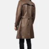 Men's Brown Royson Leather Duster Coat