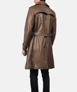 Men's Brown Royson Leather Duster Coat
