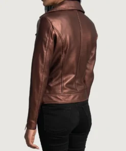 Women's Maroon Rumy Leather Biker Jacket