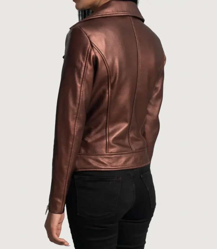 Women's Maroon Rumy Leather Biker Jacket