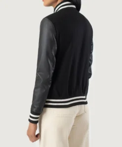 Women's Savant Black Hybrid Varsity Jacket