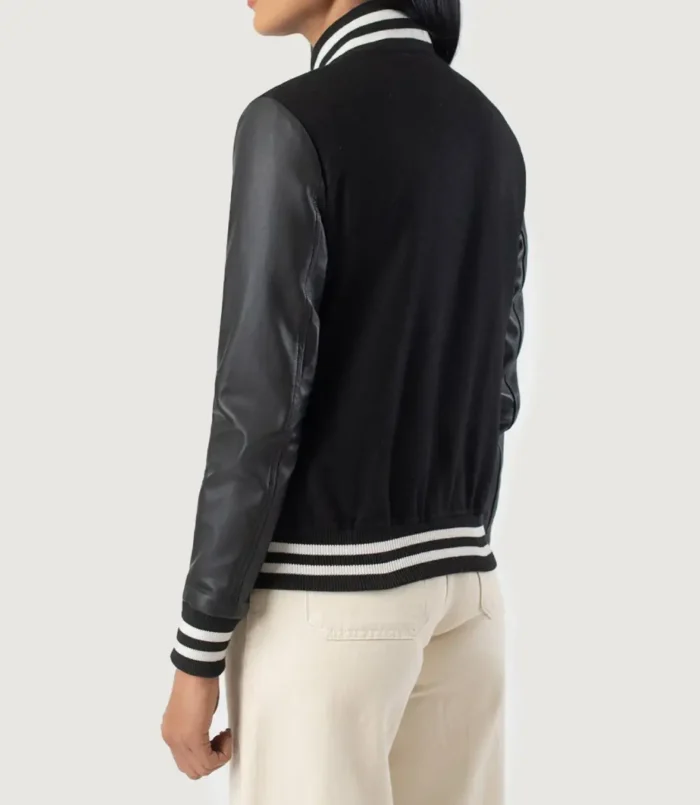 Women's Savant Black Hybrid Varsity Jacket