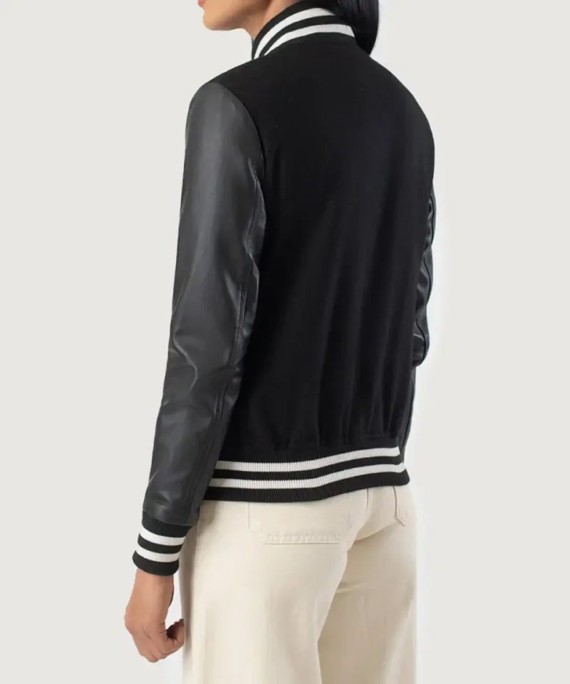 Women's Savant Black Hybrid Varsity Jacket