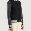 Women's Savant Black Hybrid Varsity Jacket