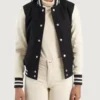 Women's Savant Black & White Hybrid Varsity Jacket