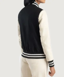 Women's Savant Black & White Hybrid Varsity Jacket