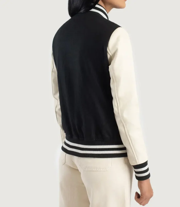 Women's Savant Black & White Hybrid Varsity Jacket