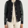 Women's Savant Green & Black Hybrid Varsity Jacket