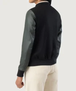 Women's Savant Green & Black Hybrid Varsity Jacket