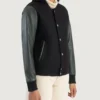 Women's Savant Green & Black Hybrid Varsity Jacket