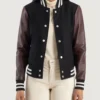 Women's Savant Maroon & Black Hybrid Varsity Jacket